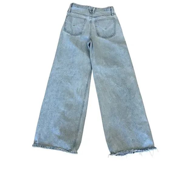 Hudson James MSI Wide Leg Jeans Denim SIZE 27 Light Wash Zipper High Rise $265 - Picture 8 of 12
